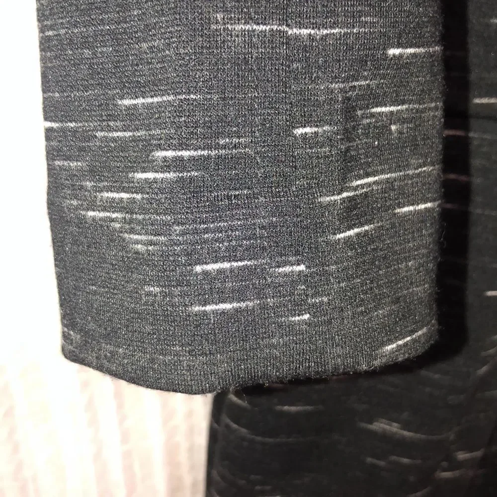 BR 8 Black Heather Knit Fitted Dress Quarter Sleeve Back Zip